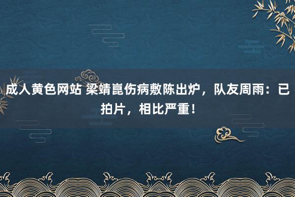 成人黄色网站 梁靖崑伤病敷陈出炉，队友周雨：已拍片，相比严重！