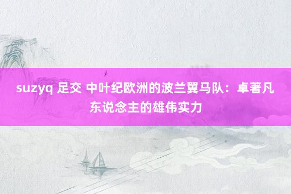 suzyq 足交 中叶纪欧洲的波兰翼马队：卓著凡东说念主的雄伟实力