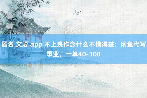 匿名 文爱 app 不上班作念什么不错得益：闲鱼代写事业，一单40-300