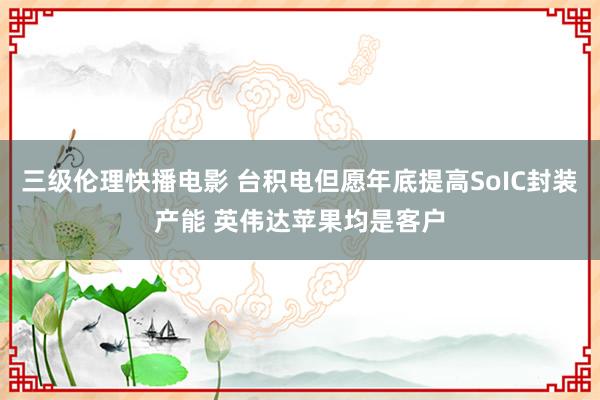三级伦理快播电影 台积电但愿年底提高SoIC封装产能 英伟达苹果均是客户