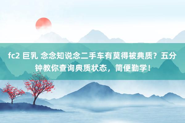 fc2 巨乳 念念知说念二手车有莫得被典质？五分钟教你查询典质状态，简便勤学！