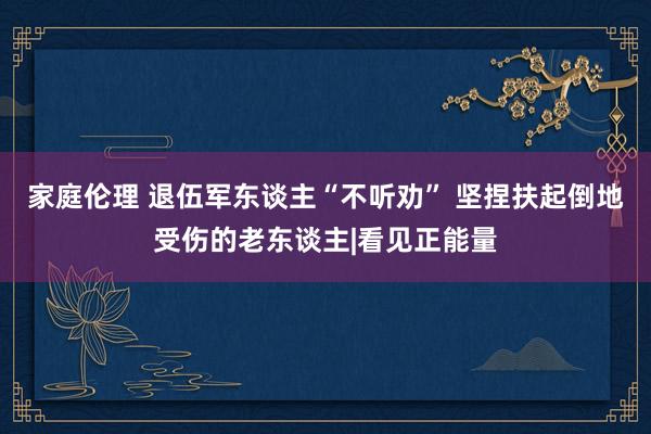 家庭伦理 退伍军东谈主“不听劝” 坚捏扶起倒地受伤的老东谈主|看见正能量