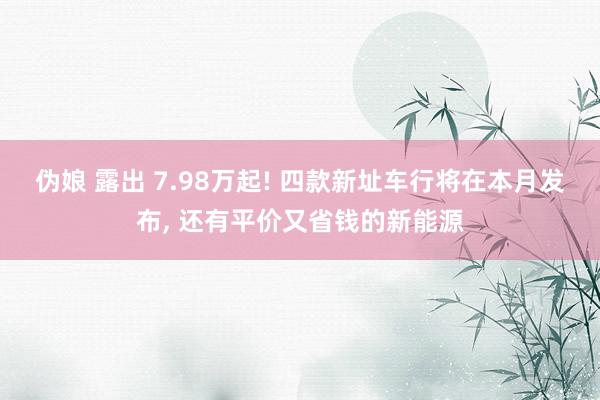 伪娘 露出 7.98万起! 四款新址车行将在本月发布, 还有平价又省钱的新能源