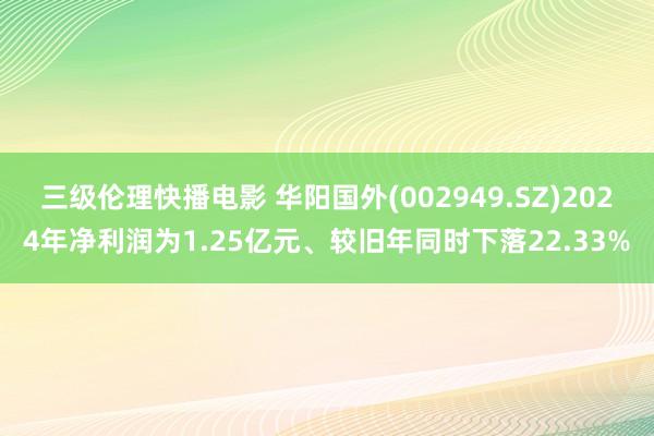 三级伦理快播电影 华阳国外(002949.SZ)2024年净利润为1.25亿元、较旧年同时下落22.33%